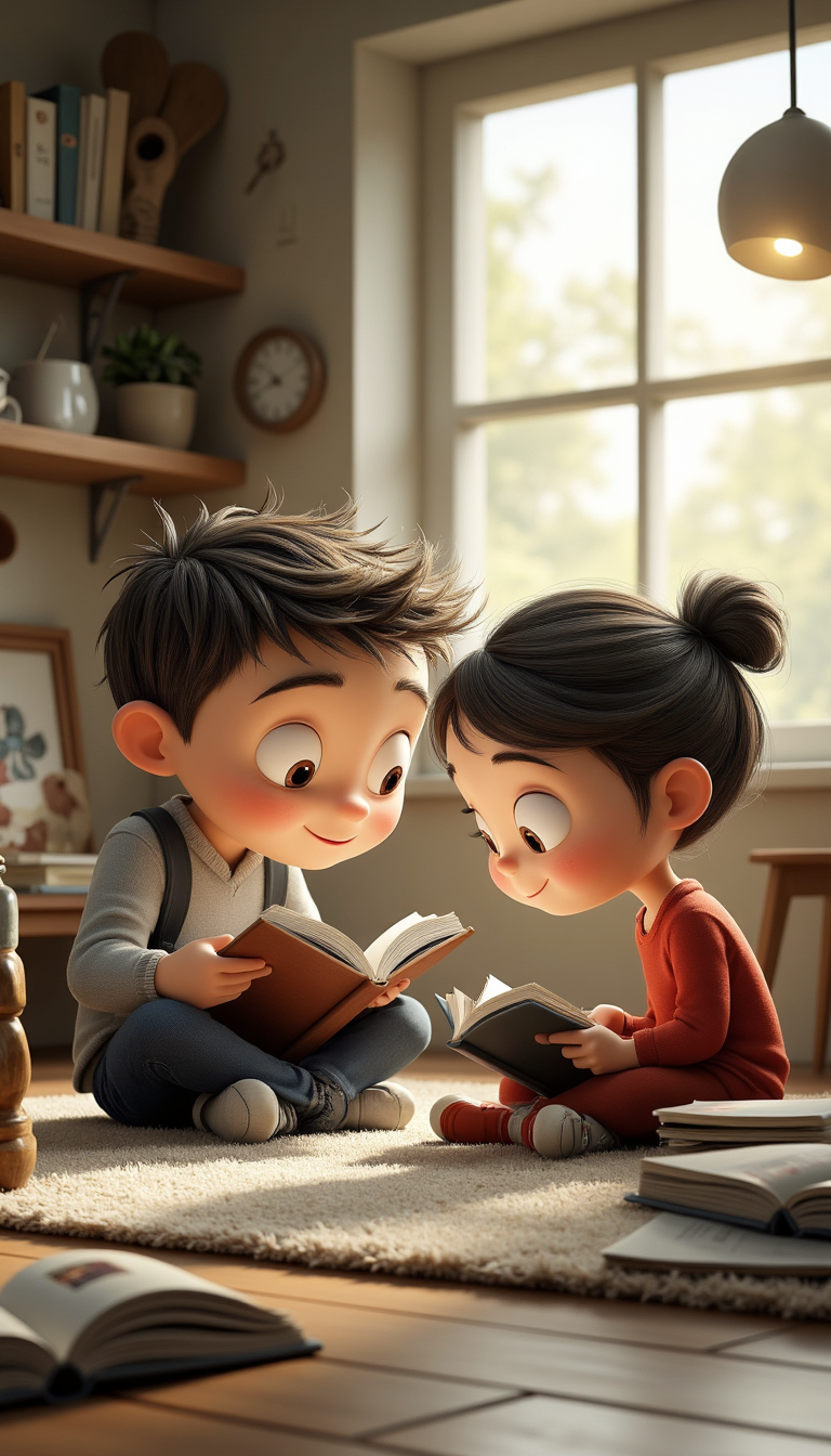 Pixar jongen en meisje lezen